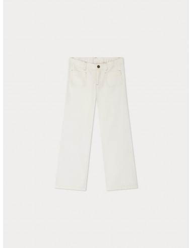 Pantalon Junon évasé en natté blanc solde