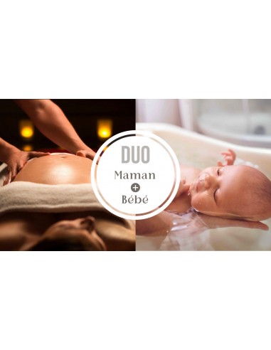 Duo de soins Massage pré-natal maman + Bain enveloppé bébé Faites des économies