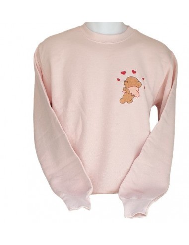 Sweat-Shirt rose - Broderie Ourson tenant un coeur Economisez 