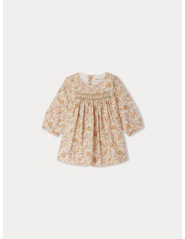 Robe Félicie smockée en tissu Liberty coton et laine livraison gratuite